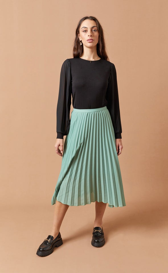 Pleated CDC Skirt Sage