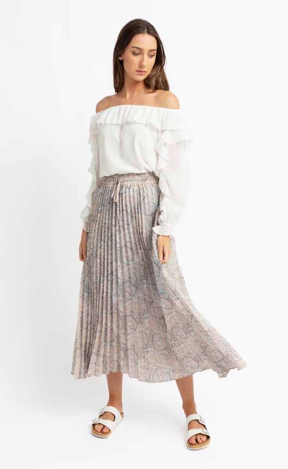 Pleated Chiffon Midi Skirt Pagani
