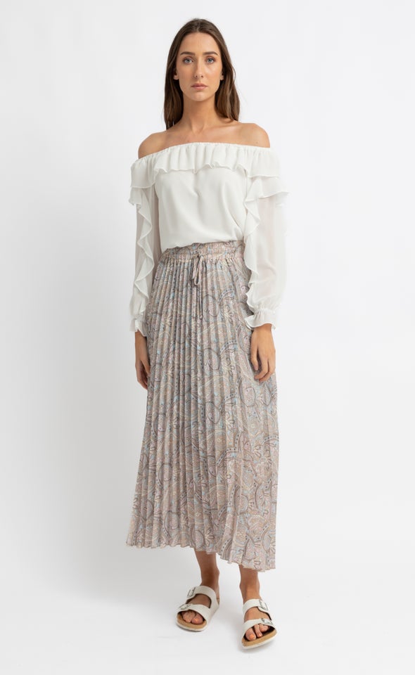 Pleated Chiffon Midi Skirt Pagani