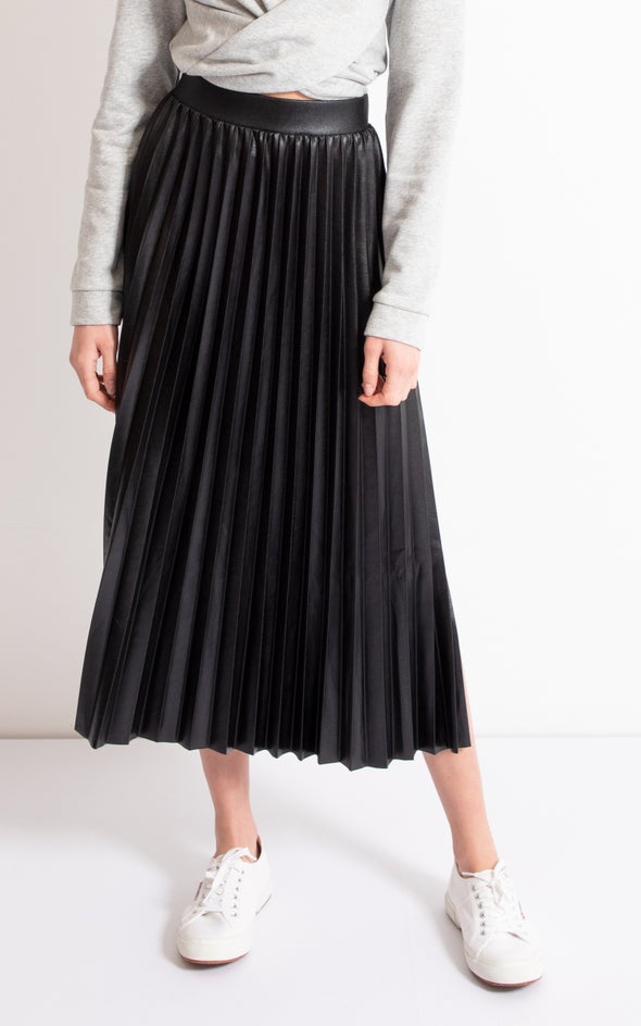 Pleated PU Skirt | Pagani