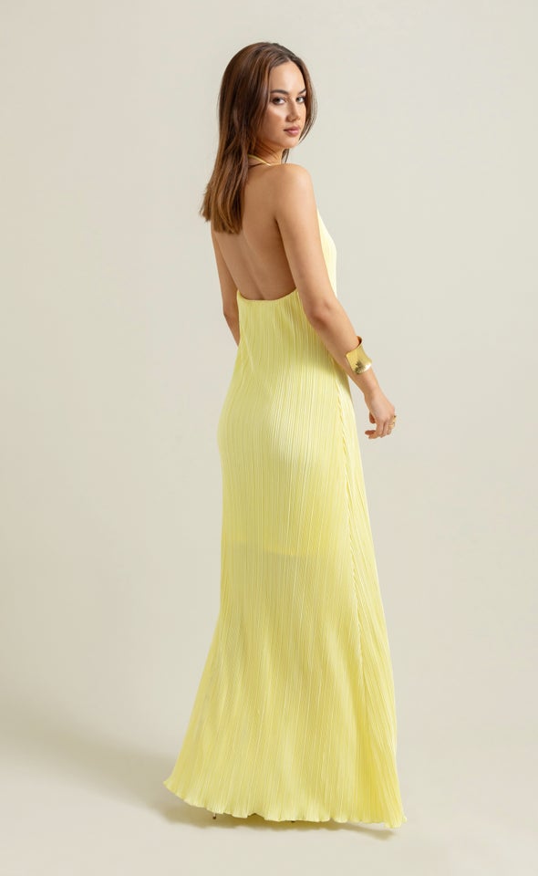 Plisse Halter Maxi Lemon