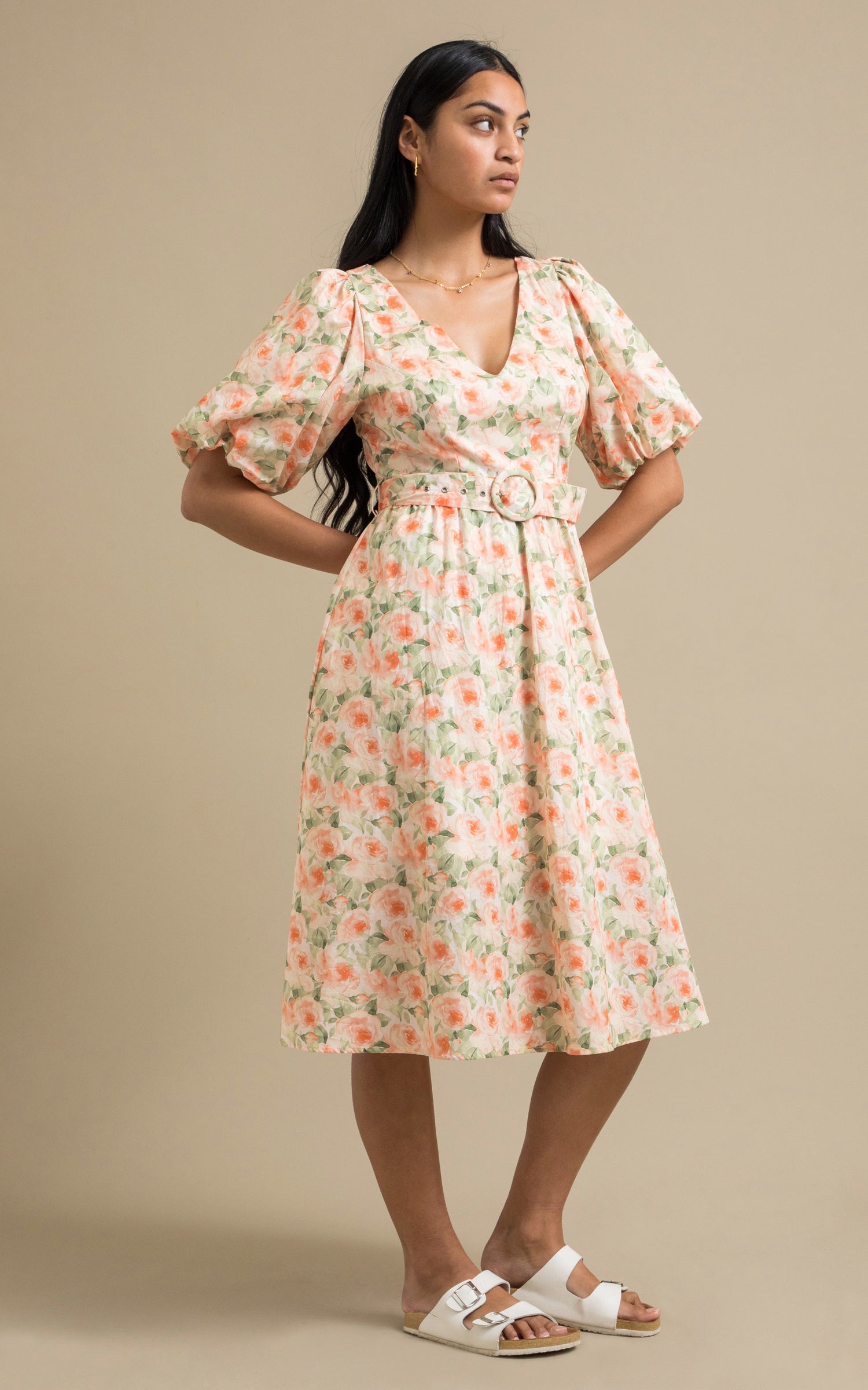 【新品未使用】　Acka pearl belted puff dress Poplin Puff Sleeve Belted Dress | Pagani