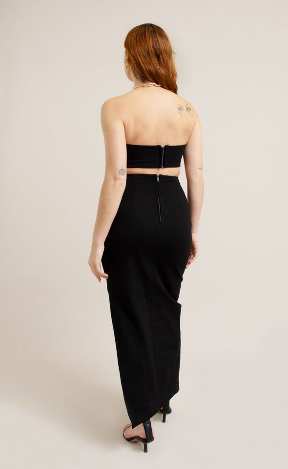 Ponte Strapless Gown Black
