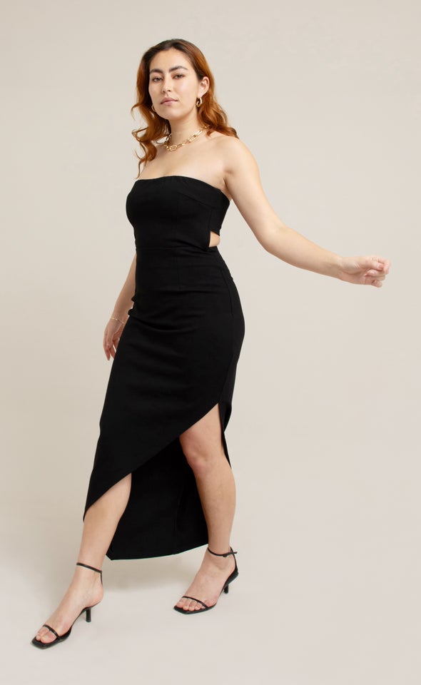 Ponte Strapless Gown Black
