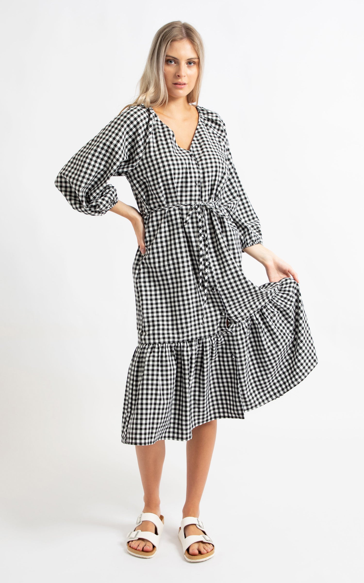 gingham print dress