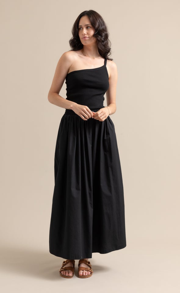 Poplin Maxi with Pockets Black