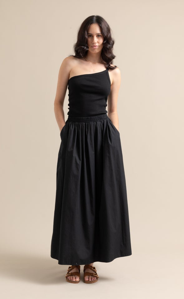 Poplin Maxi with Pockets Black