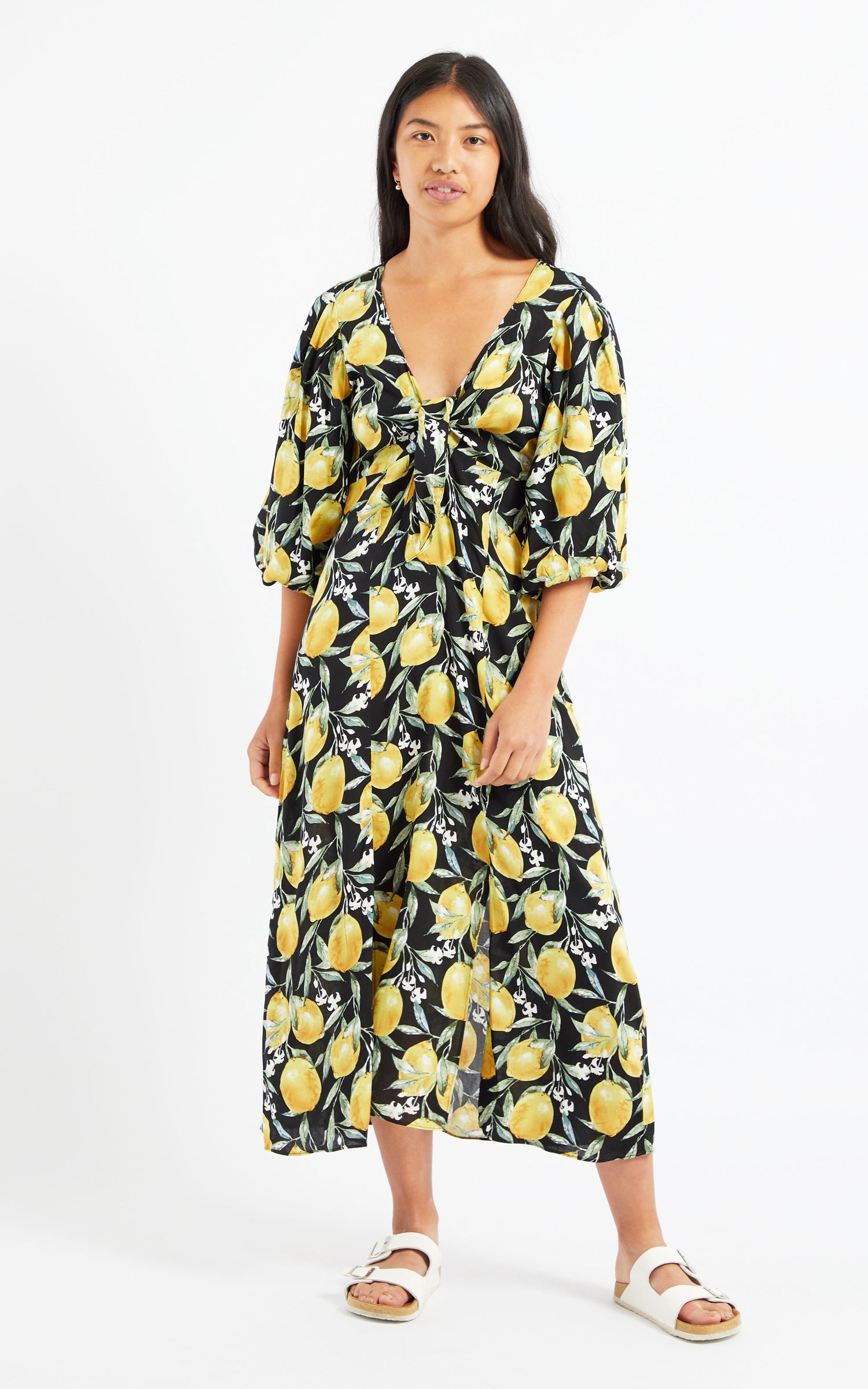 black and lemon dress