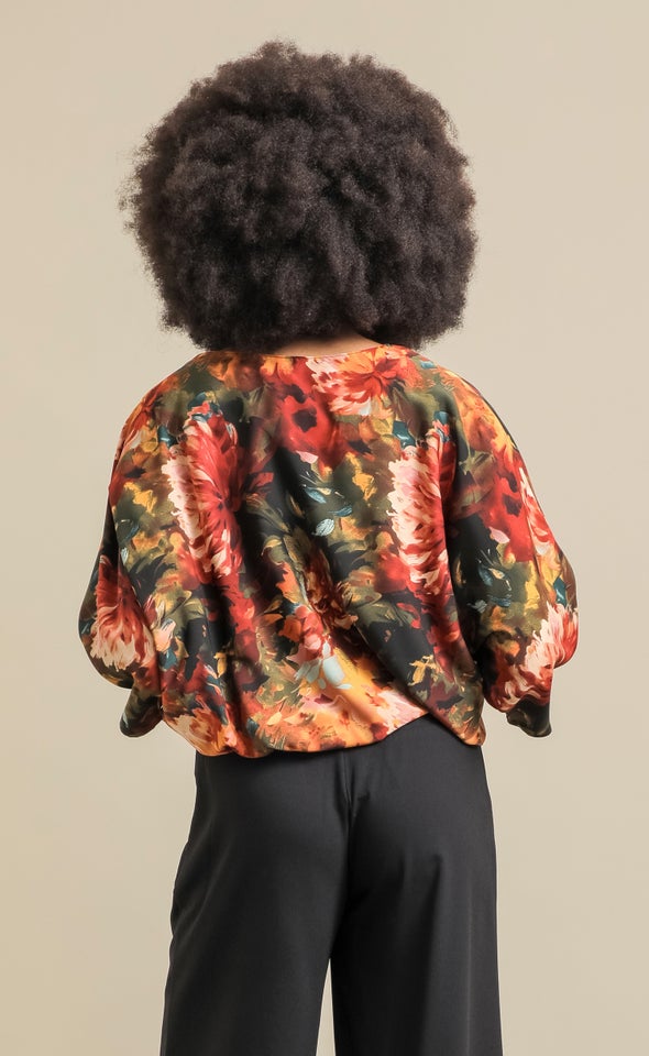 Printed CDC Batwing Top Winter Floral