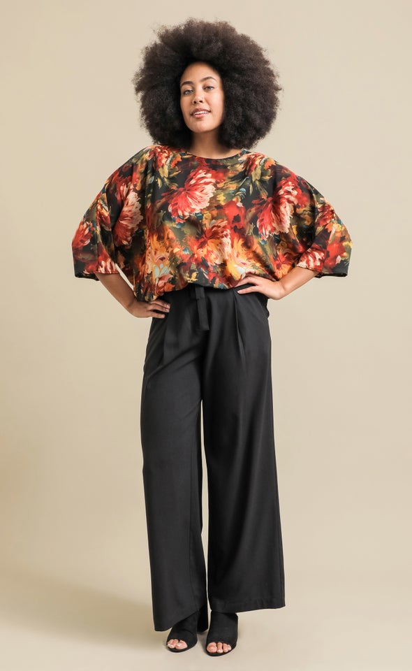 Printed CDC Batwing Top Winter Floral