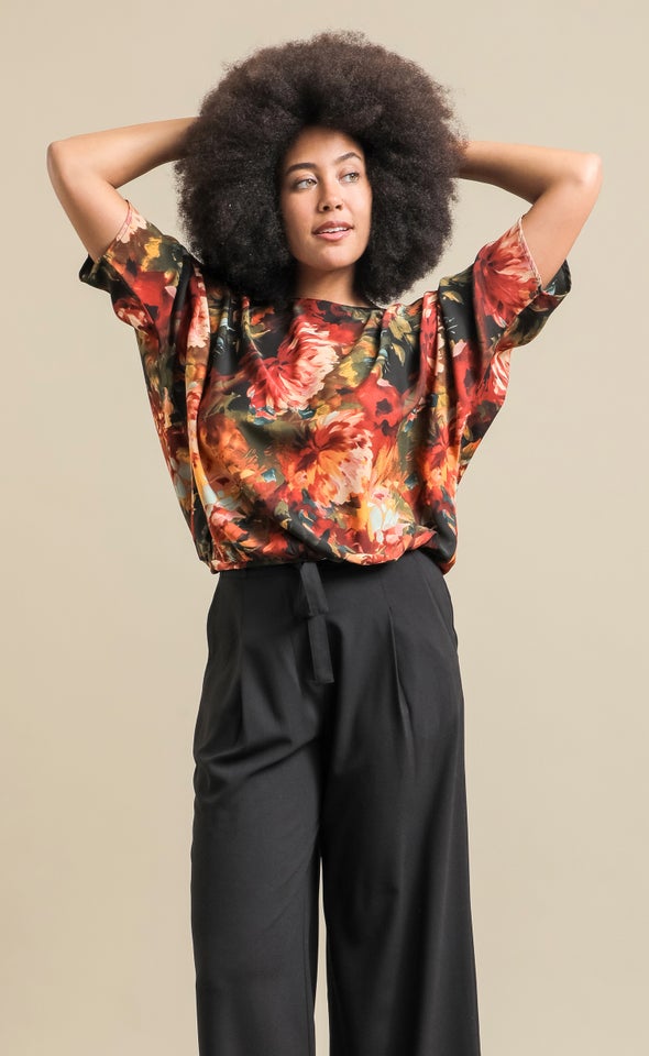 Printed CDC Batwing Top Winter Floral