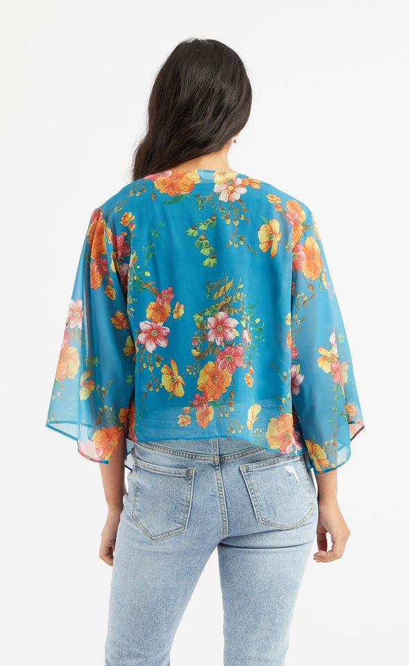 Printed CDC Kimono Blue Floral