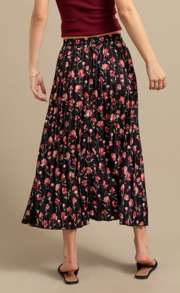 Printed CDC Midi Skirt Black/floral