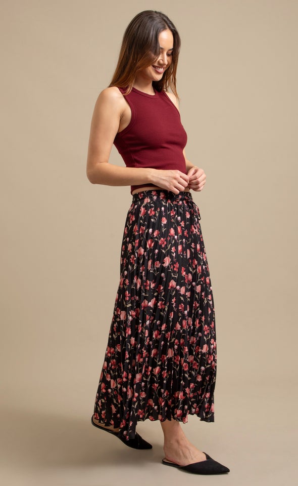 Printed CDC Midi Skirt Black/floral