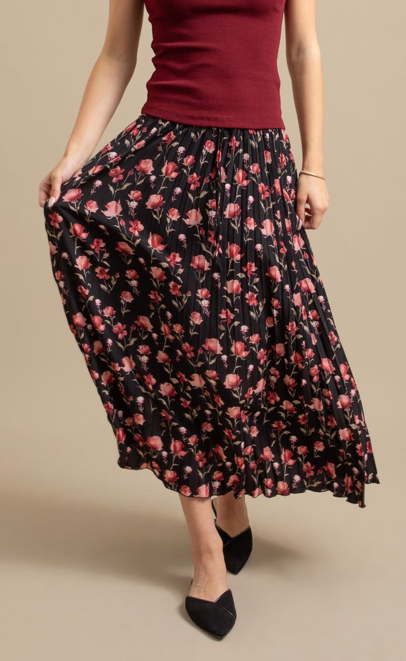 Printed CDC Midi Skirt Black/floral