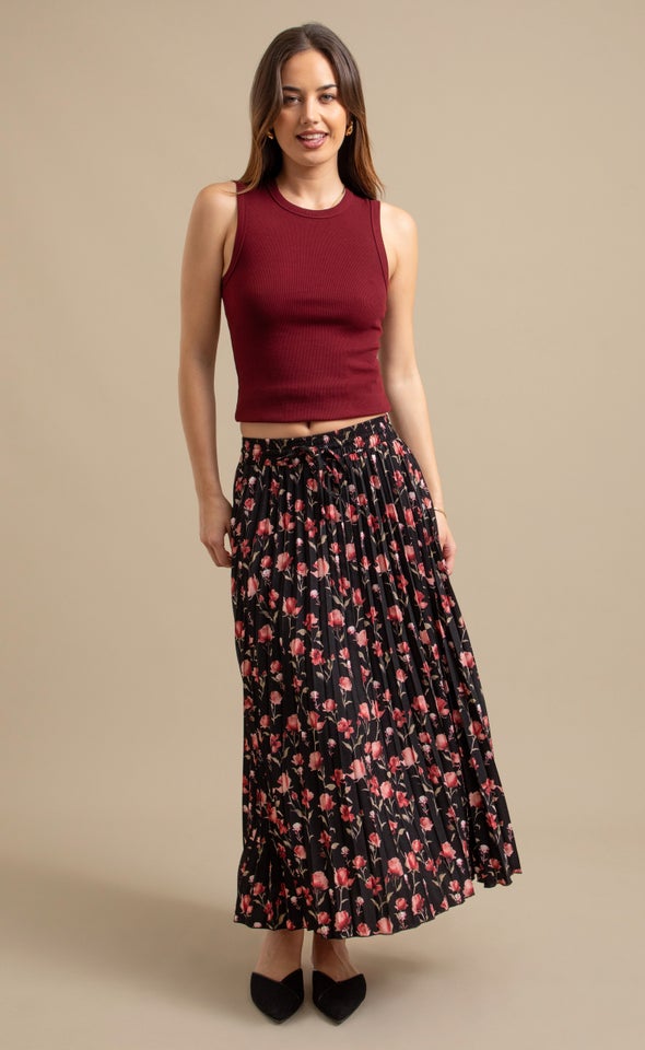 Printed CDC Midi Skirt Black/floral