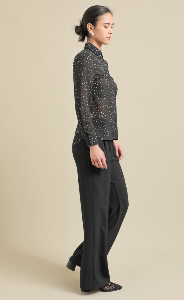Printed Chiffon Shirt Black/white