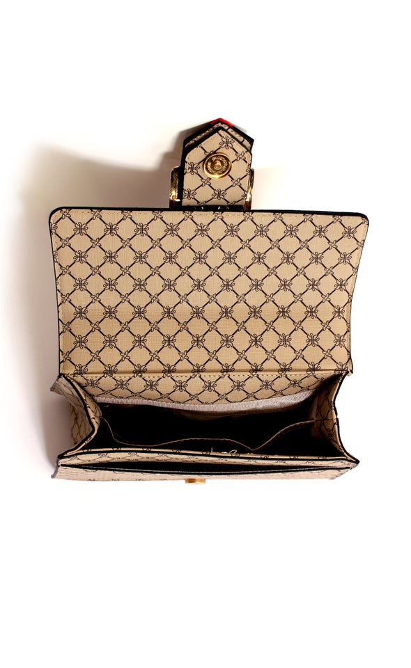 Printed Cross Body Bag Beige