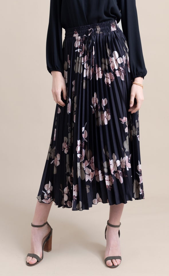 Printed Midi Skirt Black Print