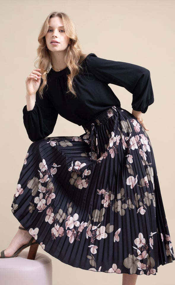 Printed Midi Skirt Black Print