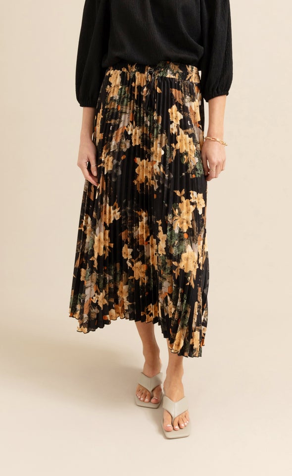 Printed Midi Skirt Black Print