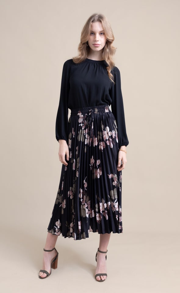 Printed Midi Skirt Black Print
