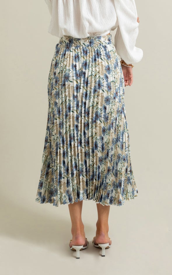 Printed Midi Skirt Blue Print