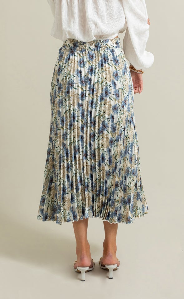 Printed Midi Skirt Blue Print