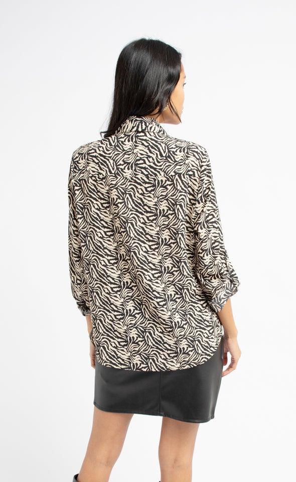 Printed Pocket Front Shirt Natural/blk