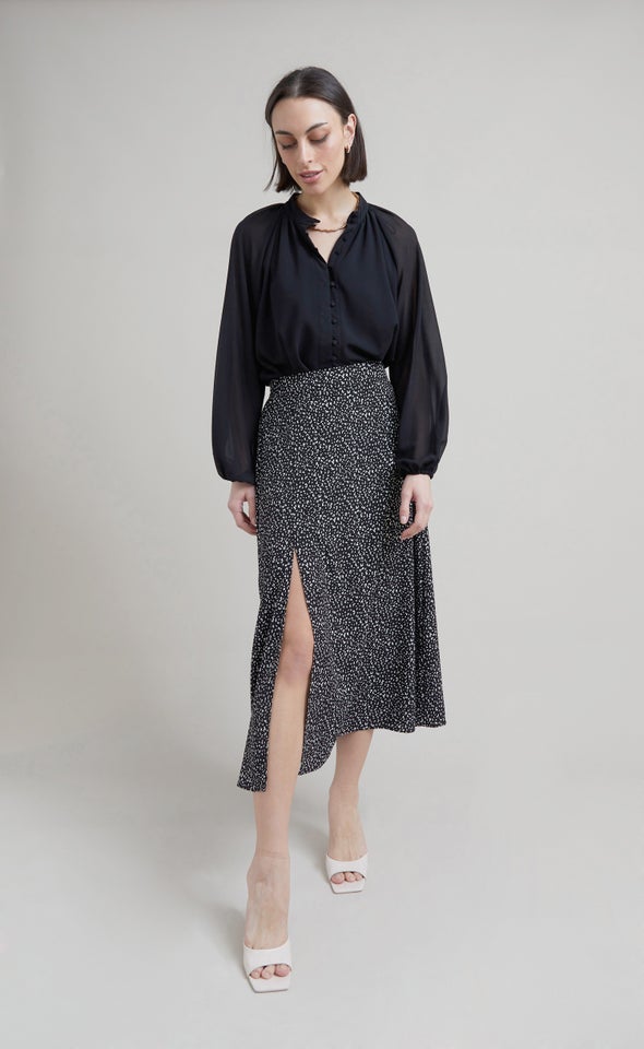 Printed Side Split Midi Skirt | Pagani