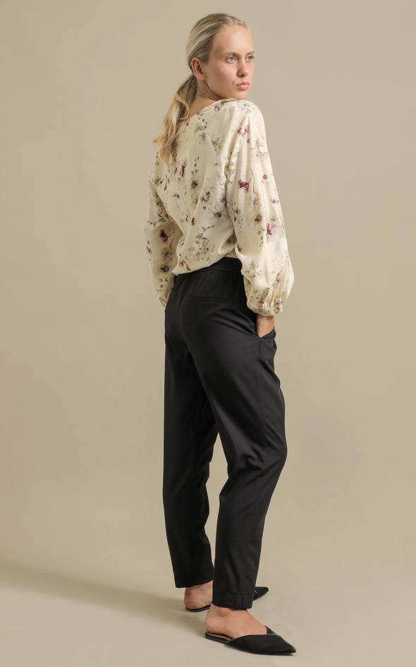 Printed Voile Frill Collar Shirt Cream/floral