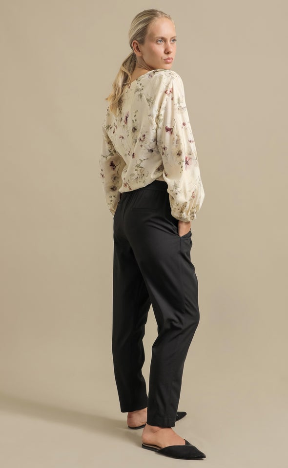 Printed Voile Frill Collar Shirt Cream/floral