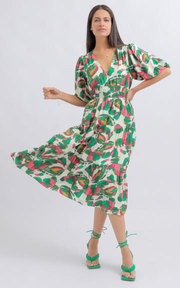 strapless open back dress Marquee Pink Floral Plunge Neckline Dress main image 1