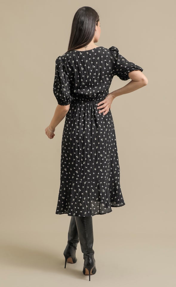 Ptd CDC Button Front Dress Black/purple Floral