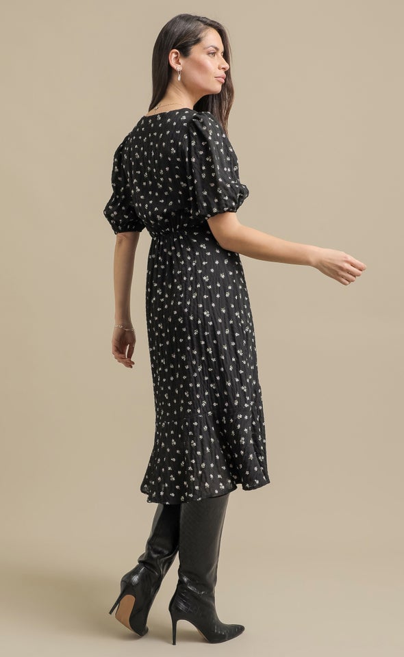 Ptd CDC Button Front Dress Black/purple Floral