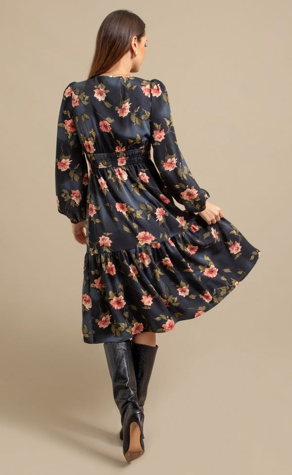 Ptd CDC Tie Front Midi Dress Navy/floral