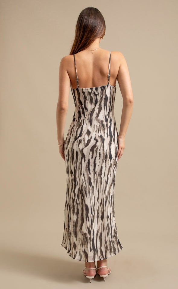 Ptd Chiffon Bias Cowl Slip Maxi Animal