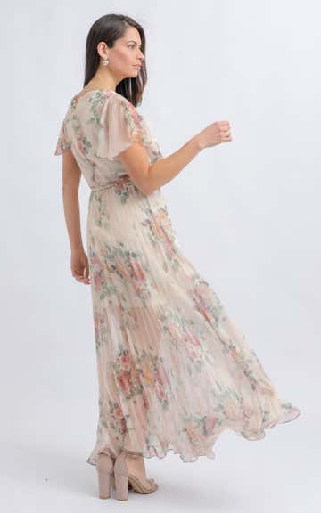 Shop our Ptd Chiffon Pleated Wrap Maxi in Beige/floral