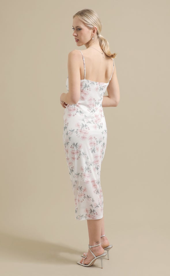 Ptd Mesh Midi Dress Cream/blush Floral
