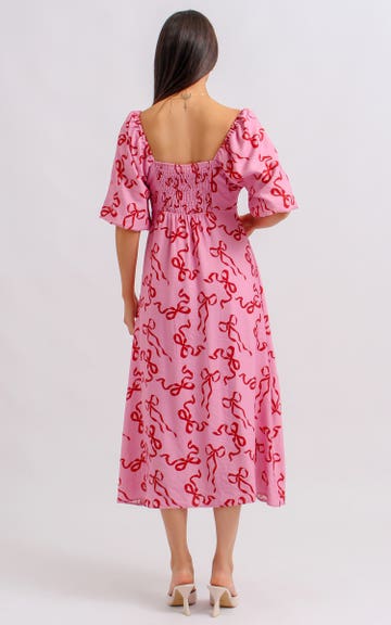 Shop our Ptd Voile Button Front Dress in Pink/red | Pagani