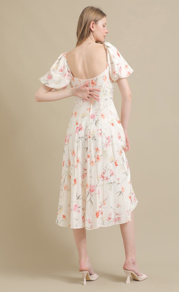 Ptd Voile Sweetheart Midi Dress Cream/floral