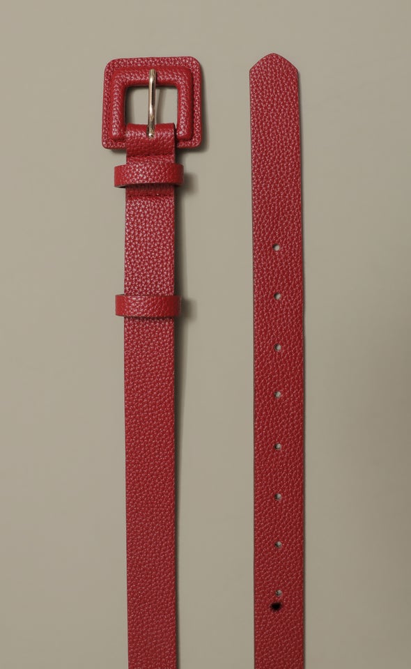 PU Buckle Jean Belt Burgundy
