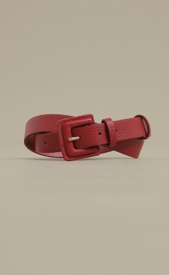 PU Buckle Jean Belt Burgundy