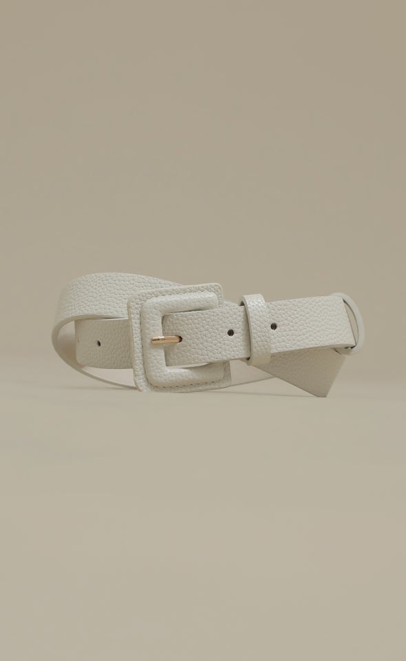 PU Buckle Jean Belt Cream