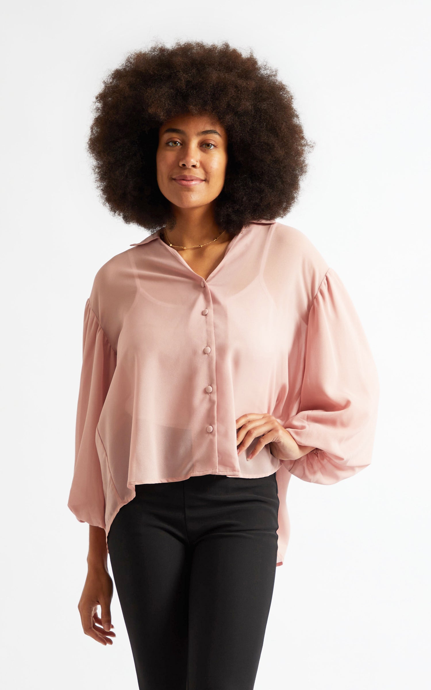 Puff Sleeve Chiffon Shirt | Pagani