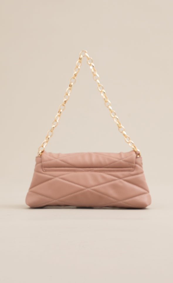 Quilted Chain Strap Clutch Blush