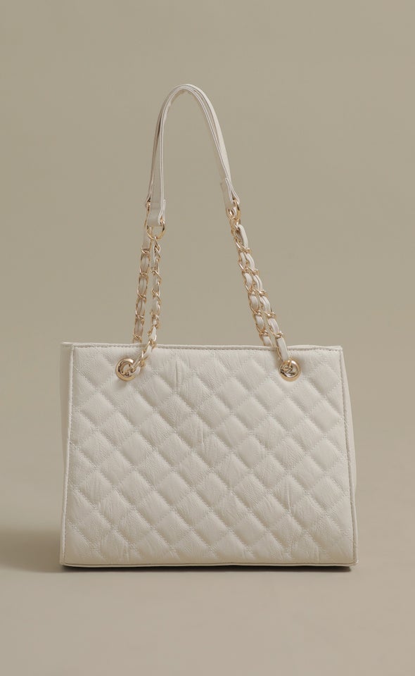 Quilted Work Tote Cream