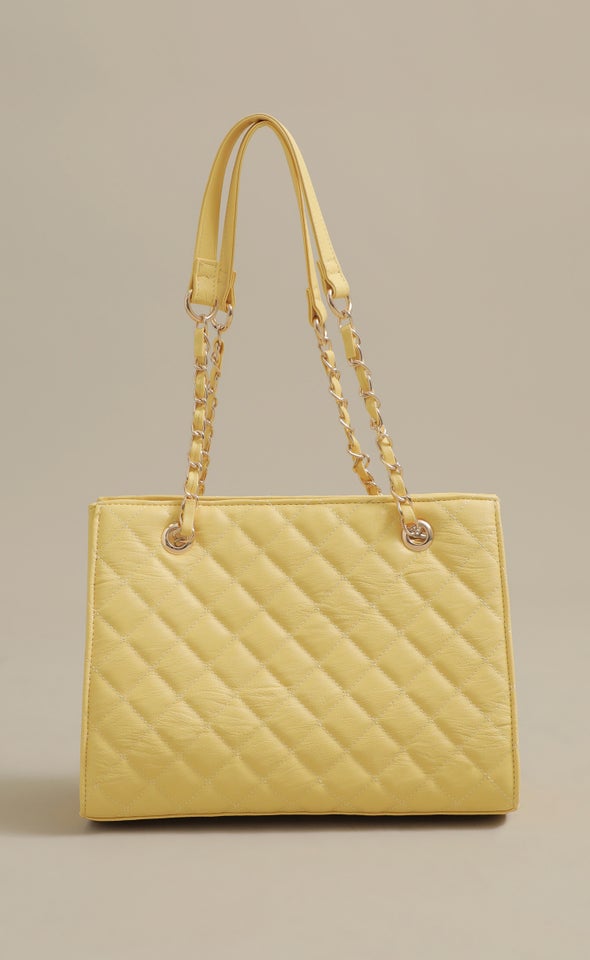 Quilted Work Tote Yellow