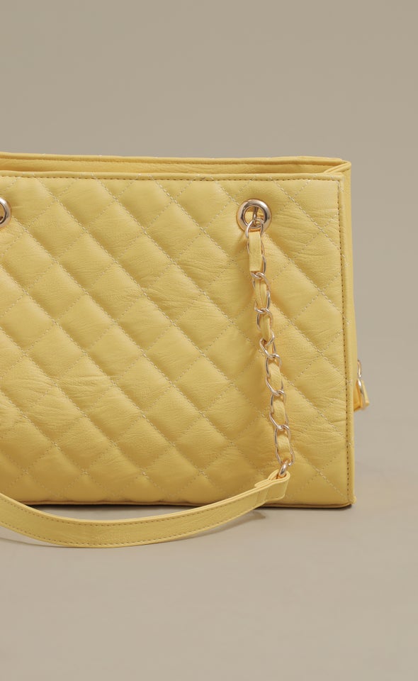 Quilted Work Tote Yellow
