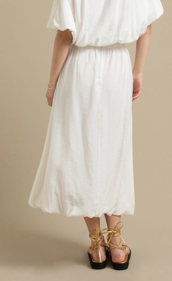 Rayon Puff Hem Skirt Cream